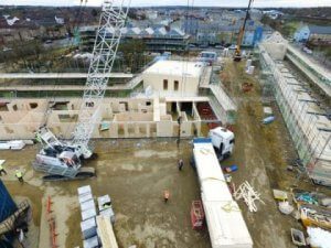 Aerial view of the Marmalade Lane cohousing collective custom-build site during construction