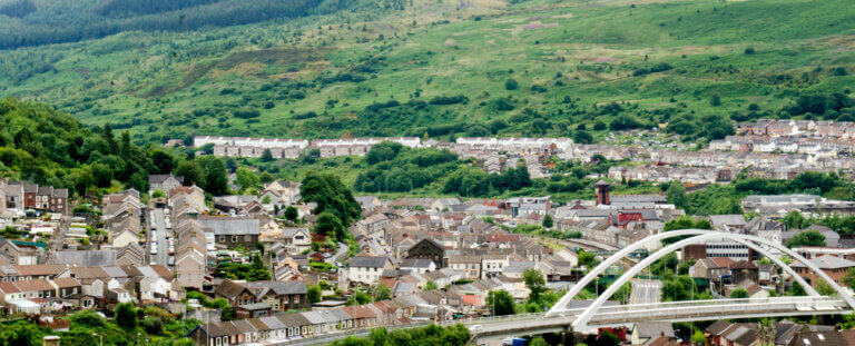 Aerial view of Porth, South Wales