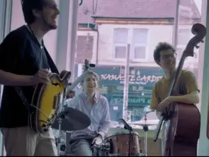 Ecology savings member, Sam Green, jazz drummer jamming with friends